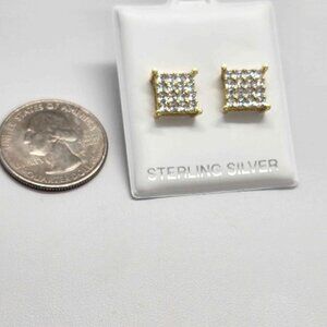 BRAND NEW   Sterling Silver 925 Square Design Earrings